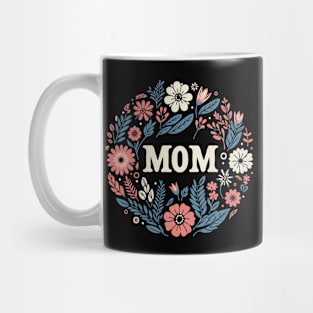 Mom Floral Art Typography Mug